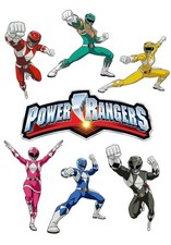 POWER RANGERS INSPIRED EDIBLE ICING SHEET CAKE CUPCAKE BISCUIT TOPPER SET A4