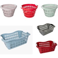 Plastic Laundry Basket Hamper Washing Clothes Storage Bin with Handles UK
