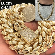 24"14K GOLD FILLED CUBAN LINK CHAIN NECKLACE 14mm 185g