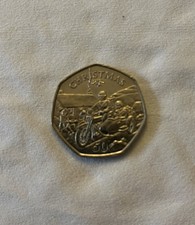 1988 Isle Of Man Christmas MotorBike With Side Car IOM 50p Coin