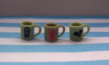 DOLLS HOUSE, MUGS, 16TH, HALLOWEEN, GREEN, 3D, SPOOKY, GHOST, SCEAM, BAT, A