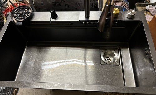 Sink kitchen with glass - with,