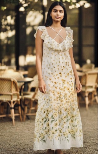 Zara white floral maxi - floral, l