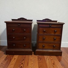 VICTORIAN FLAMED MAHOGANY BEDSIDE TABLES NIGHTSTAND DRAWERS RARE 