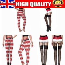 Christmas Stretchy Women Leggings Print Elf Casual Workout Party Show Pants UK-