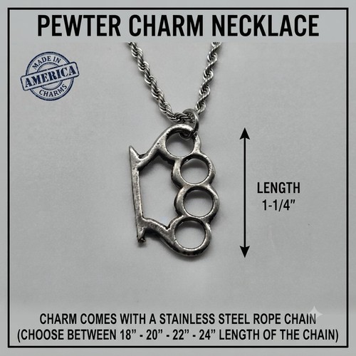 Brass knuckles pewter pendant - knuckles,