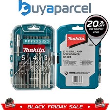 Makita P-44002 22 Piece Drill Bit and Screwdriver Set Masonry H.S.S Brad Point