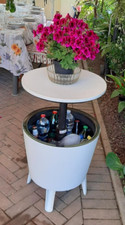 Keter Cool Bar Plastic Garden Furniture Outdoor Ice Cooler Table White NEW
