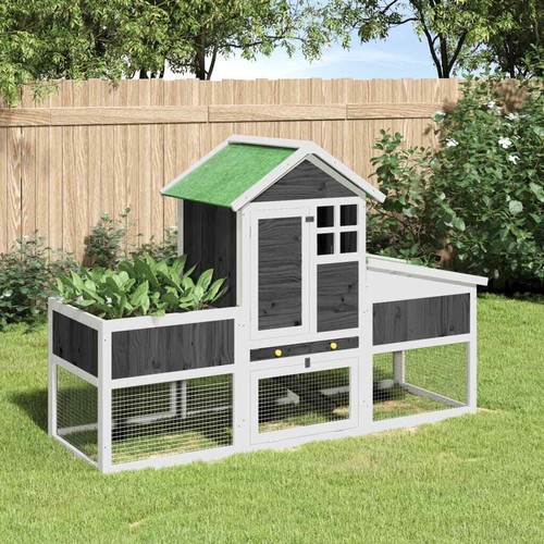 Rabbit hutch grey 170x63x113 - grey,