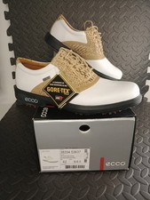 ECCO Goretex Waterproof Spike Leather /Croc Mens Golf Shoes Size UK 8 - 8.5 Sand