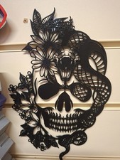 3D Printed Floral Skull Wall