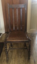 6 Antique Vintage Barley Twist Oak Dining Chairs