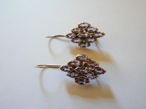 Amethyst earrings honeycomb - earrings,