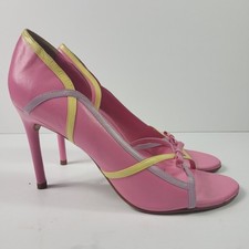 Bertie Pink High Heel Shoes Womens Open Toe Yellow Grey Pink Size 40 UK 7 SKU30