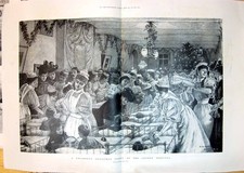 Old 1897 Children Christmas Party London Hospital Nurses Cots LucienVictorian