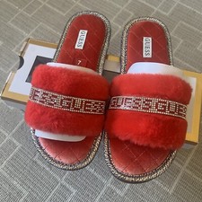 Guess Womens Slippy Faux Fur