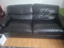 Three Seater Leather Sofa Dark
