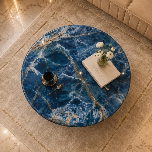 Blue onyx coffee table - onyx, table,