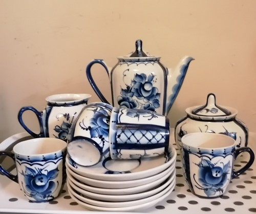 Gzhel coffee set pot - gzhel, &