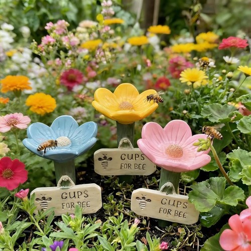 Flower shaped ceramic bee - flower-shaped,