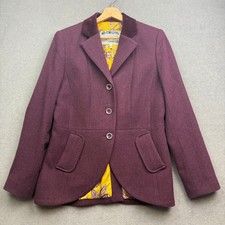 JOULES Tweed Jacket UK 14 Cherry Hacking Blazer HARCOMBE Herringbone Country