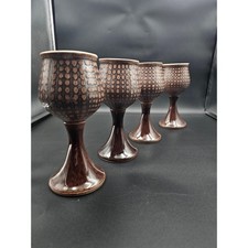 Iden Pottery Rye, Sussex 1970s stoneware wine goblets. Set of 4