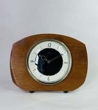 Vintage Mid Century Wood Teak Case Smiths Of Enfield Tempora Desk / Mantle Clock