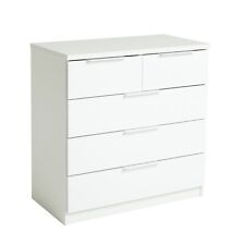 Hallingford 3+2 Drawer Chest - White Gloss | Modern Bedroom Storage Cabinet Unit
