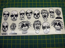 SHEET OF 14 SKULL STICKERS BMX