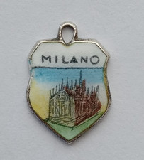 VINTAGE SILVER BRACELET CHARM MILANO TRAVEL SHIELD PLACE NAME CHARM.    CH2-7