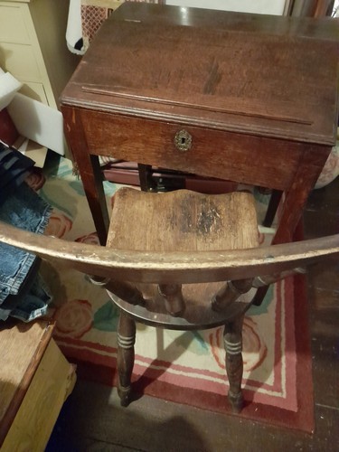 Old school desk with - old,