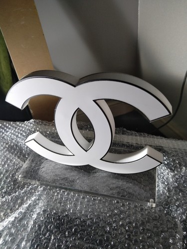 Chanel store logo white - chanel, white/gold