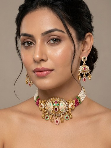 Indian kundan pearl choker - indian,