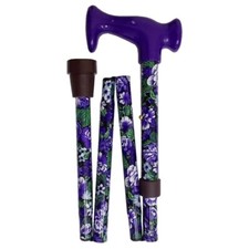 WALKING STICK CANE ADJUSTABLE HIEGHT FOLDING CHARLES BIRCH SMARTIES FLORAL DERBY