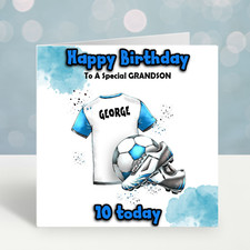 Personalised Football Birthday Card Son Grandson Boys Nephew  Friend