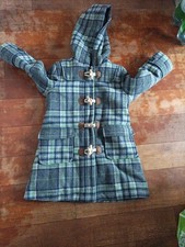 Mini Boden Girls Wool Coat Duffle Check,Age 3-4 Years 