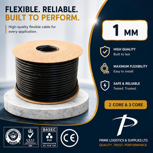 Black flexible pvc - round, cable