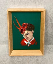 Vintage Art Deco 1920s Lady Original Oil Painting Framed Portrait