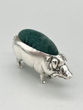 EDWARDIAN STERLING SILVER PIG PIN CUSHION, ADIE & LOVEKIN, BIRMINGHAM, 1904