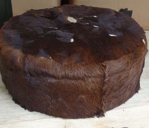 Footstool antique goat skin - footstool,