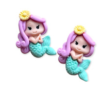 Mermaid cabochons,  girls resin embellishments, 25mm hair bow cabochon, kawaii, 
