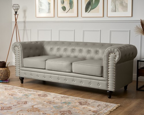 Chesterfield sofa suite grey - chesterfield,