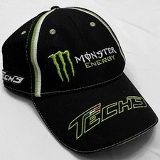 Vintage y2k 00s monster energy racing Trucker Cap hat Black green mesh