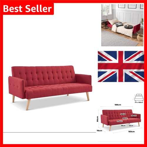 Mario sofa bed red seater - mario, 3