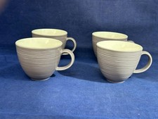 DENBY INTRO TAUPE RIPPLE EFFECT LARGE CUPS /  MUGS X 4 - EXCELLENT