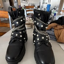Zara Black Leather Studded