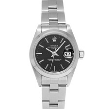 ROLEX Oyster Perpetual Date 69160 Black Ladies Used Watch #101327
