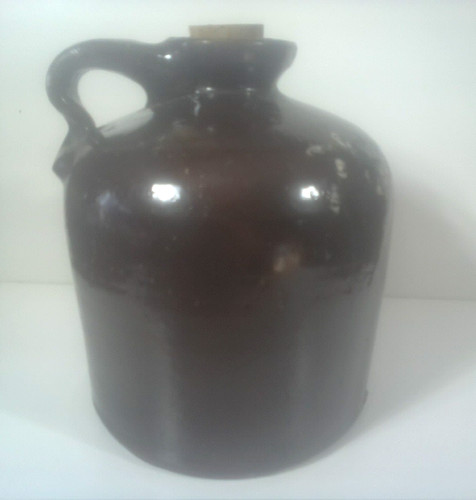 Brown glazed stoneware jug - brown,