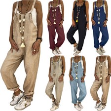 Women Ladies Overalls Dungarees Loose Baggy Jumpsuit Playsuit Trousers Pants UK