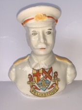 Vintage Swan China Crested China WW1 Soldier Bust. Felixstowe Crest 4” Tall. VGC